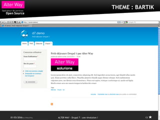 THEME : BARTIK




01/03/2011   ALTER WAY - Drupal 7 : une révolution !              13
 