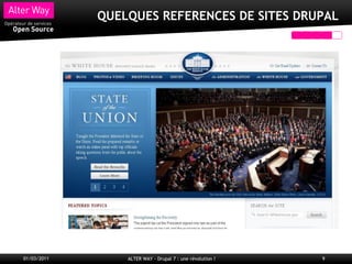 QUELQUES REFERENCES DE SITES DRUPAL




01/03/2011       ALTER WAY - Drupal 7 : une révolution !   9
 