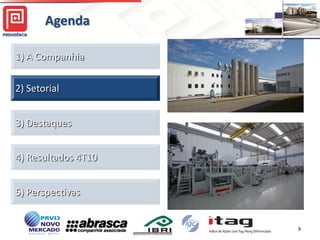 Agenda

1) A Companhia

2) Setorial


3) Destaques


4) Resultados 4T10


5) Perspectivas


                     9
 