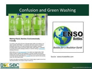 Confusion and Green Washing




               Source: www.ensobottles.com




                                        www.sustainablebiomaterials.org
 