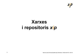 Xarxes
     i repositoris xip




12             ‘ Què és la xarxa d’innovació pública (xip)’. Barcelona, 1 d’abril de 201...