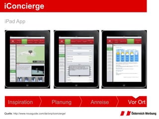 iConcierge Quelle:  http://www.nousguide.com/de/onp/iconcierge/   iPad App Inspiration Planung Anreise Vor Ort 