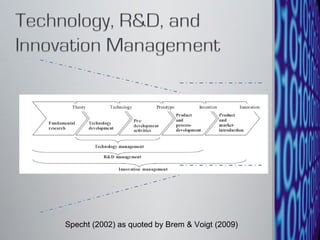Specht (2002) as quoted by Brem & Voigt (2009) 