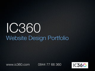IC360
Website Design Portfolio



www.ic360.com   0844 77 66 360
 