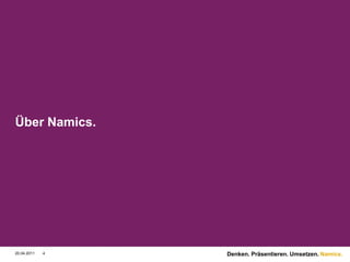 Über Namics.4/20/114Denken. Präsentieren. Umsetzen.