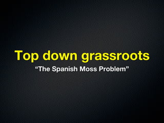 Top down grassroots
  “The Spanish Moss Problem”
 