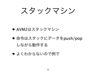 AVM2

            push/pop




       16
 