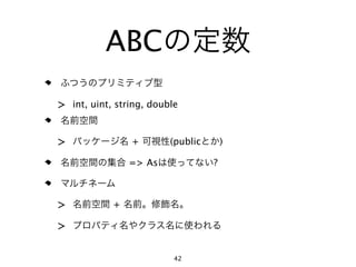 ABC
>   int, uint, string, double



>                 +        (public       )

                 => As               ?



>            +

>

                            42
 