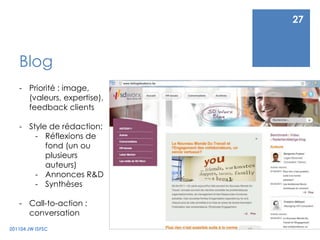 Call-to-action :sélection pour achatLanding pages : réseaux sociaux201104 JW ISFSC22Priorité : fidéliser