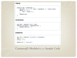 CommonJS Modules/1.1.1 Sample Code
 