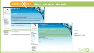 Usage : animer un site web




                             Titre
                             Date
                             Extrait (15-25%)
 