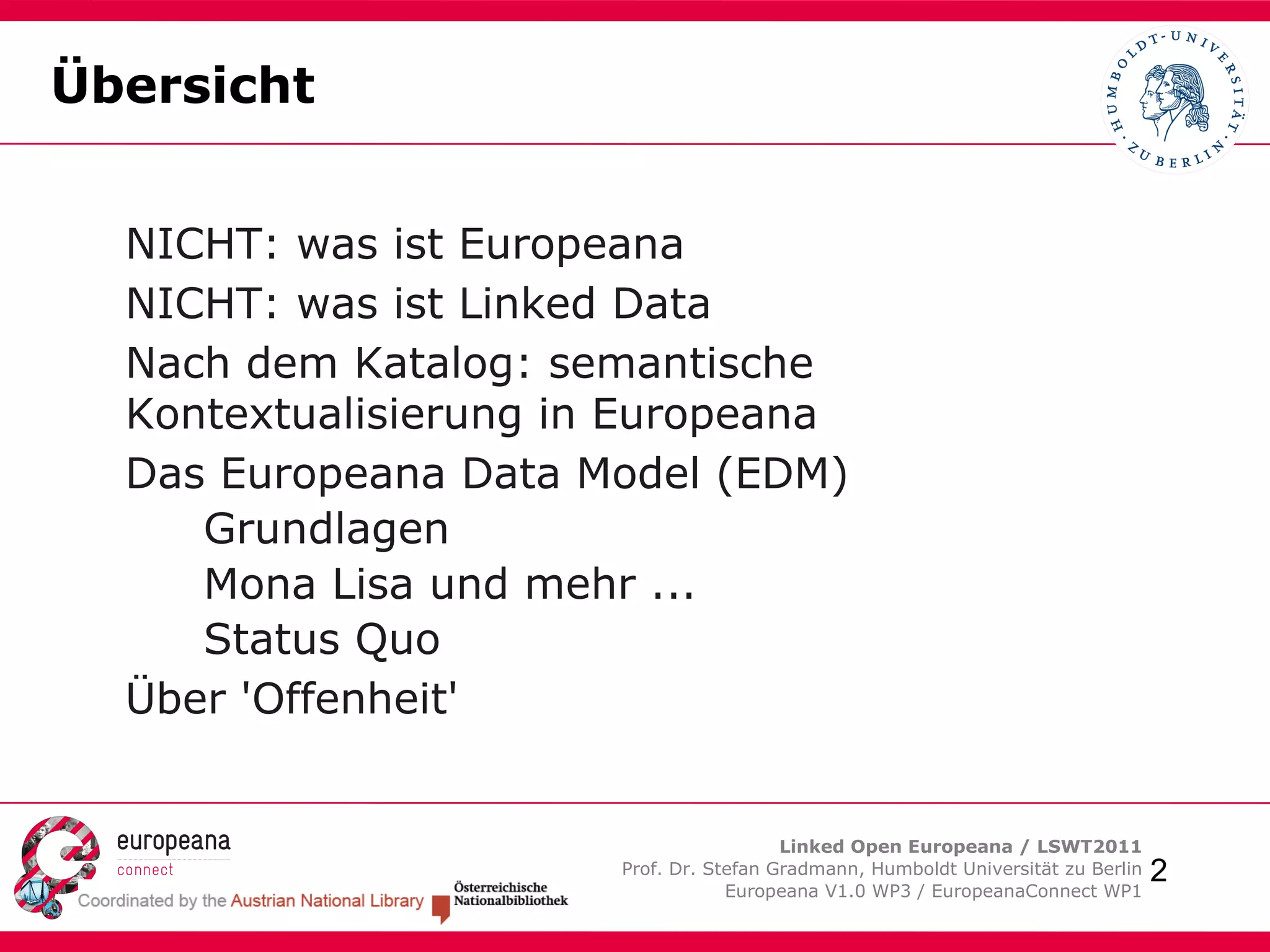 Übersicht NICHT: was ist Europeana 