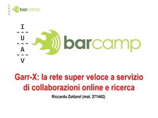 Garr-X: la rete super veloce a servizio
  di collaborazioni online e ricerca
           Riccardo Zottarel (mat. 271442)
 