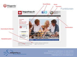 FunktionenSocial Media KontoWarenkorbSuchfunktionAutomatische SitemapNewslettersystem