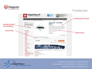 FunktionenDetailansicht ProduktAnzeige Zubehör (Cross-Selling)CustomizingRezensionen