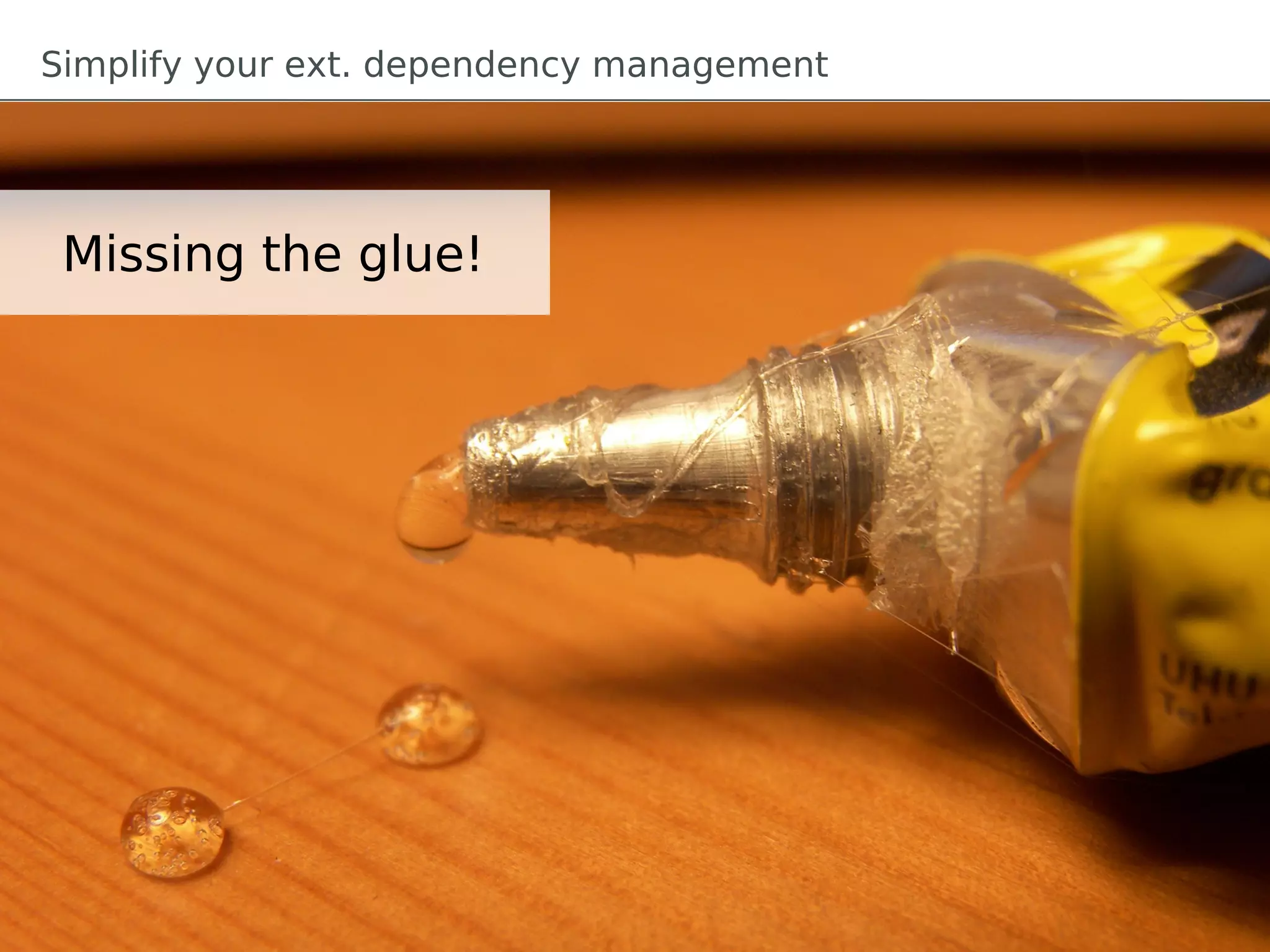Simplify your ext. dependency management




 Missing the glue!
 