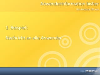 Anwenderinformation bisherDas Konzept IBI-aws1. Beispiel:Nachricht an alle Anwender
