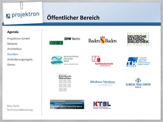 Öffentlicher BereichProjektron GmbHModuleArchitektur KundenAnforderungsmgmt.Demo