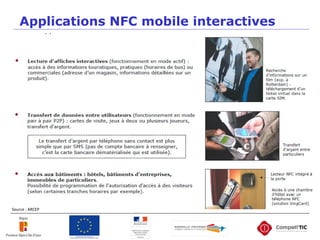 Applications NFC mobile interactives
Source : ARCEP
 