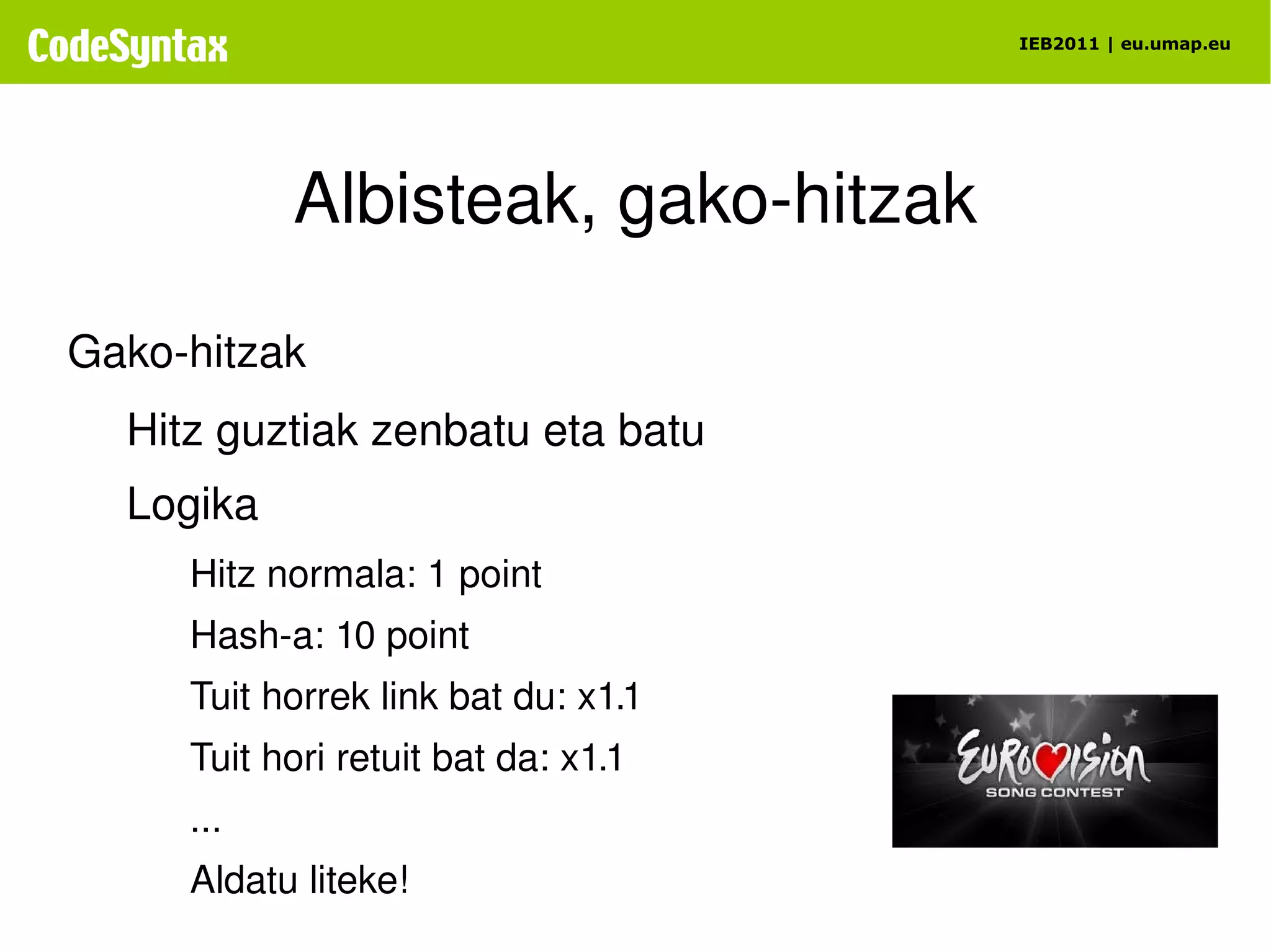 Albisteak, gako-hitzak 