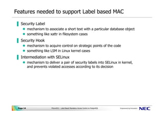 Label based Mandatory Access Control on PostgreSQL | PDF