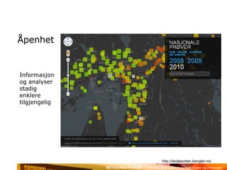 Åpenhet Informasjon  og analyser stadig  enklere tilgjengelig http://skoleporten.bengler.no/ 