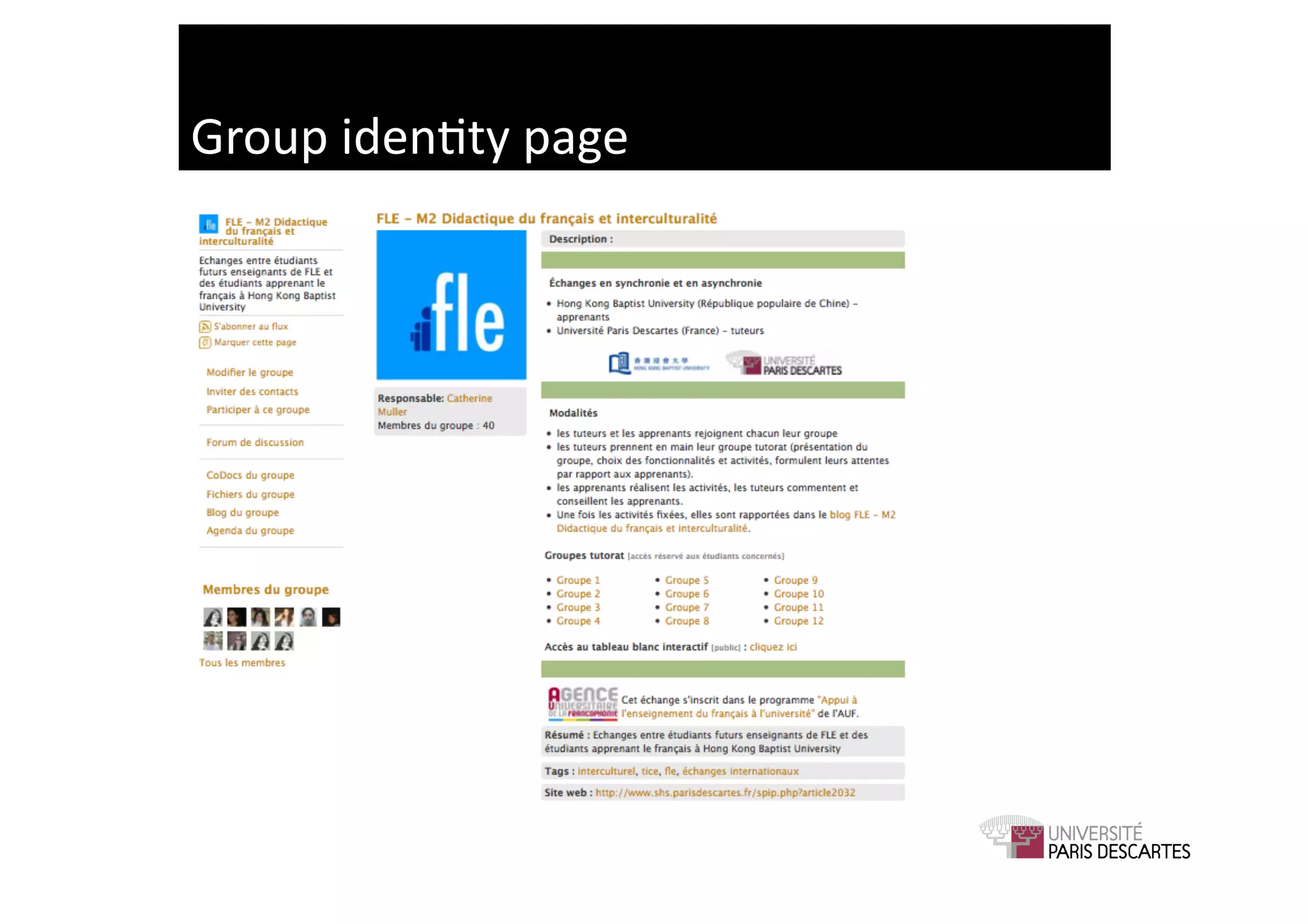 Group	
  iden9ty	
  page	
  
 