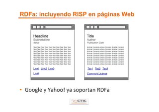 RDFa: incluyendo RISP en páginas Web




• Google y Yahoo! ya soportan RDFa
 