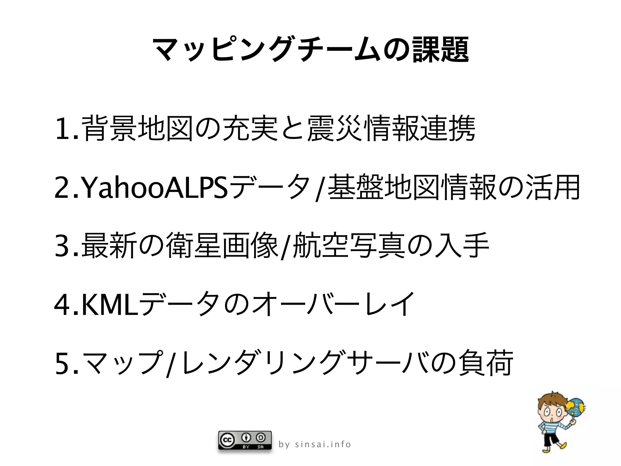 1.

2.YahooALPS         /

3.            /

4.KML

5.      /

              by sinsai.info
 