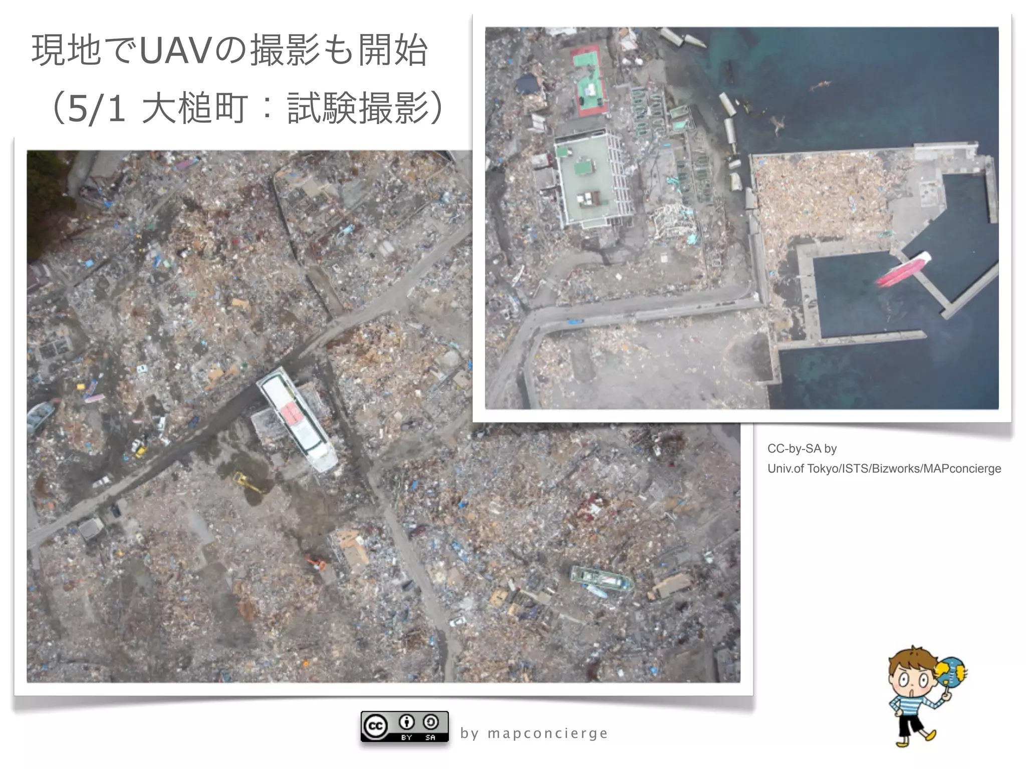 UAV
5/1




                              CC-by-SA by
                              Univ.of Tokyo/ISTS/Bizworks/MAPconcierge




            by mapconcierge
 