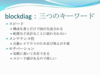 excel を捨てよ blockdiag を使おう 2011/05 #tqrk03 (tokyu.rb) | PPTX