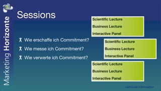 Sessions

 Wie erschaffe ich Commitment?
 Wie messe ich Commitment?
 Wie verwerte ich Commitment?




                                 nationale Information
 