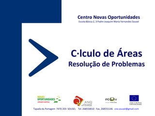 Tapada da Portagem  7470-203  SOUSEL  Tel. 268550010  Fax. 268551146  [email_address] Centro Novas Oportunidades Escola Básica 2, 3 Padre Joaquim Maria Fernandes Sousel Cálculo de Áreas Resolução de Problemas 