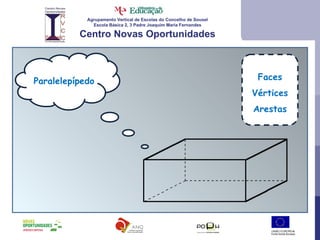Agrupamento Vertical de Escolas do Concelho de Sousel Escola Básica 2, 3 Padre Joaquim Maria Fernandes Centro Novas Oportunidades Faces Vértices Arestas Paralelepípedo 