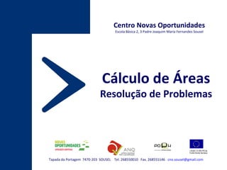 Tapada da Portagem  7470-203  SOUSEL  Tel. 268550010  Fax. 268551146  [email_address] Centro Novas Oportunidades Escola Básica 2, 3 Padre Joaquim Maria Fernandes Sousel Cálculo de Áreas Resolução de Problemas 