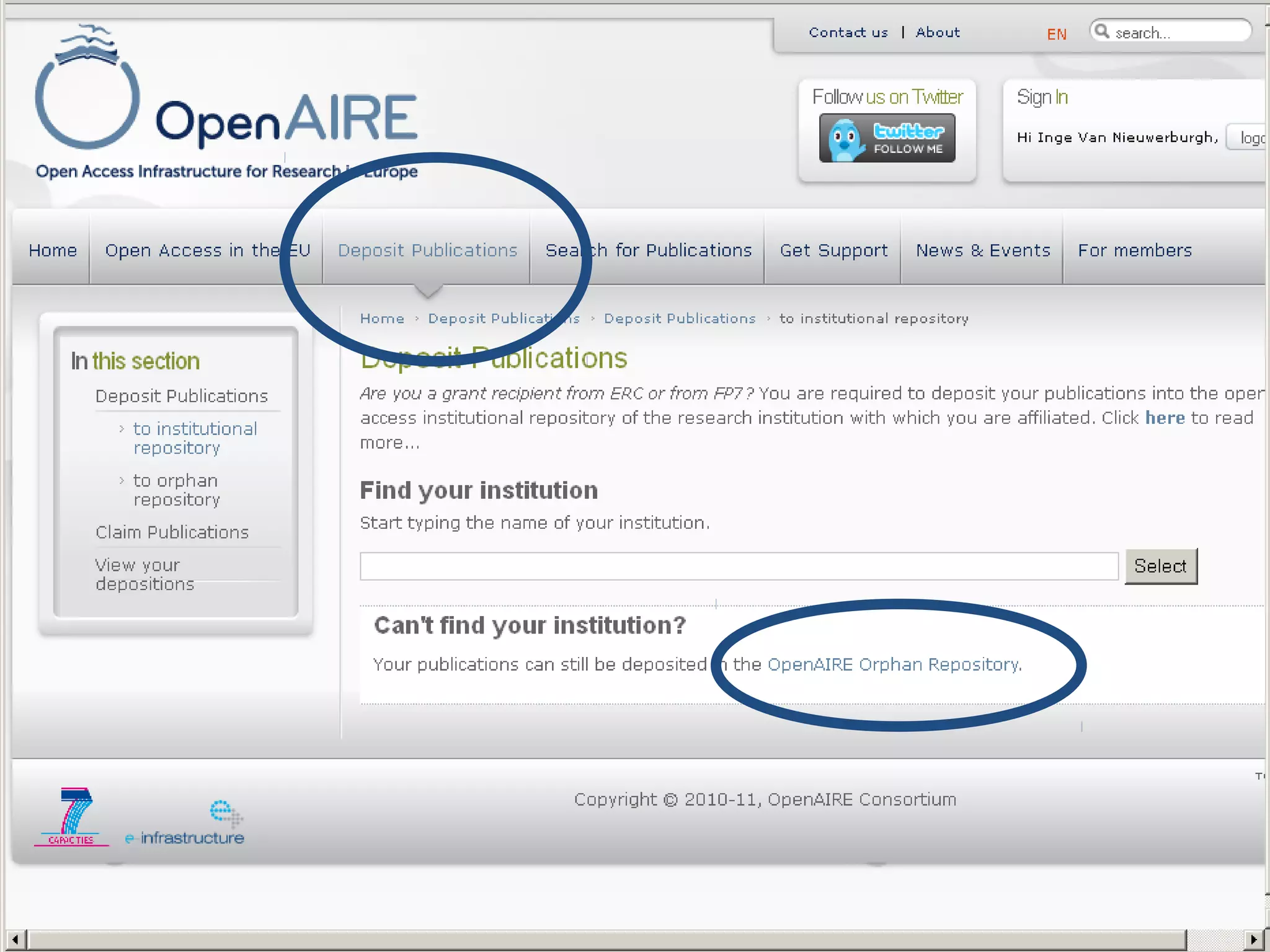 Orphan repository
OpenAIRE webcast SPARC 07.06.2011
 