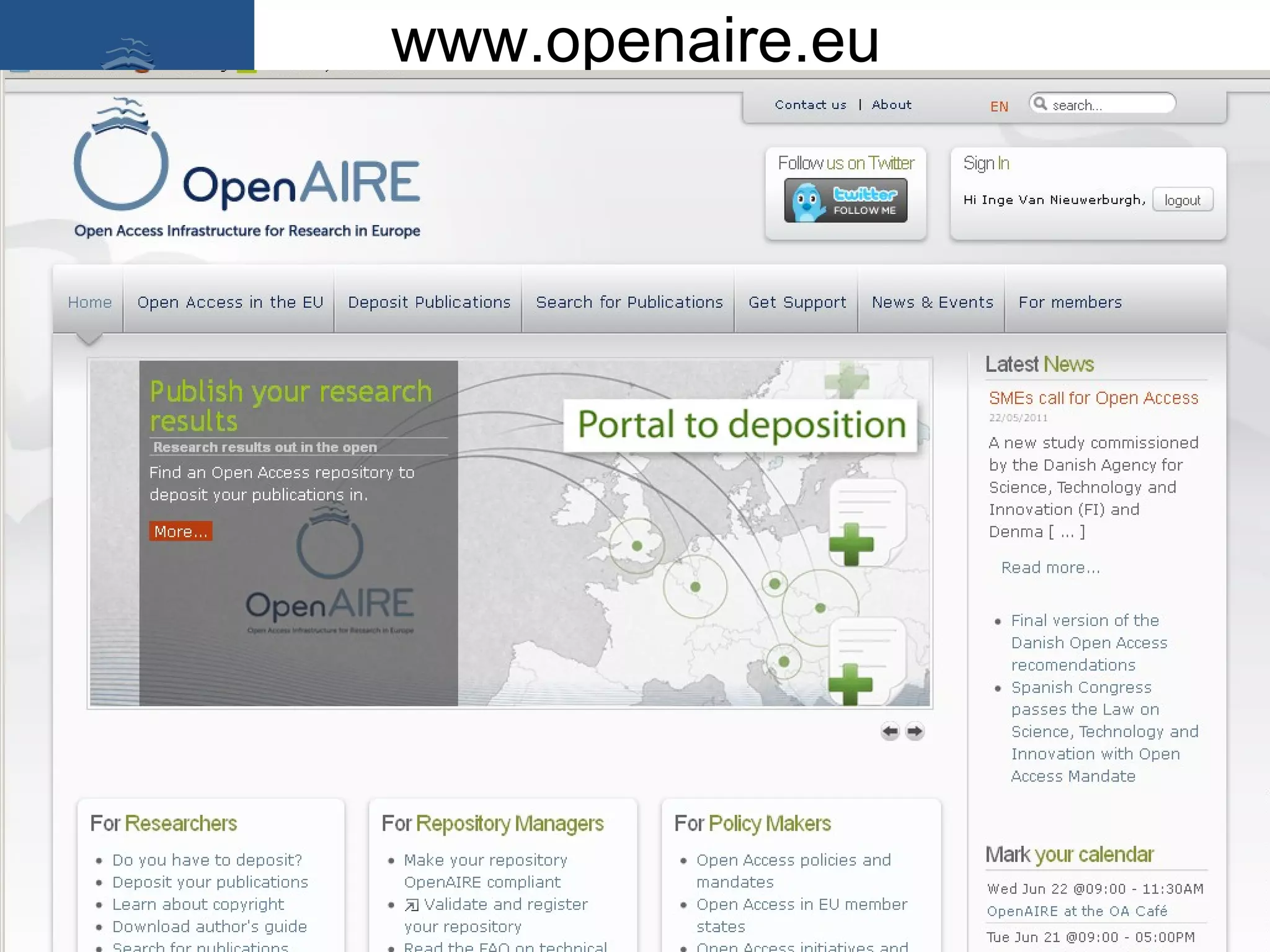 www.openaire.eu
OpenAIRE webcast SPARC 07.06.2011
 