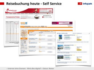 Reisebuchung heute - Self Service




▸ Internet ohne Grenzen - Wird alles digital? ▸ Exkurs: Reisen
 