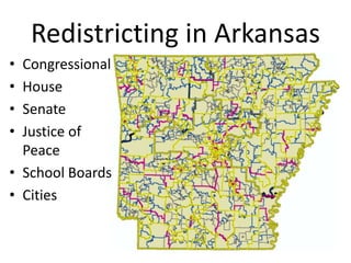 Redistricting in Arkansas Congressional House Senate Justice of Peace SchoolBoards Cities 