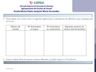 Direcção Regional de Educação do AlentejoAgrupamento de Escolas de SouselEscola Básica Padre Joaquim Maria Fernandes21-06-20114