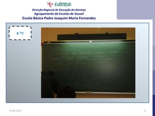 Síntese/Registo de conclusões – 20 minutosDirecção Regional de Educação do AlentejoAgrupamento de Escolas de SouselEscola Básica Padre Joaquim Maria Fernandes21-06-20116Estratégia utilizadaGrupos de 3 / 4 alunos