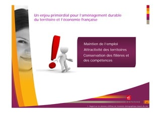 Un enjeu primordial pour l’aménagement durable
du territoire et l’économie française




                          Maintien de l’emploi
                          Attractivité des territoires
                          Conservation des filières et
                          des compétences




                                                                                                        4
                            1- Regard sur les données chiffrées de l’évolution démographique depuis dix ans
 