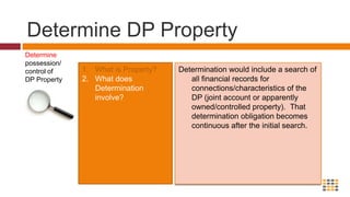 Logged manual comparison of source list against DP list with clear and documented matching criteria and results. Automated Screening (Batch Driven)All client (+) names screening routinely against current DP lists, automatically updated (verified). Search for the Overlap