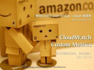 CloudWatch
                             Custom Metrics


http://yfrog.com/z/klraqcxj (by @kirishimaru)
 