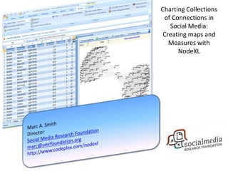Charting Collections of Connections in Social Media: Creating maps and Measures with NodeXL Marc A. Smith Director Social Media Research Foundationmarc@smrfoundation.org http://www.codeplex.com/nodexl 