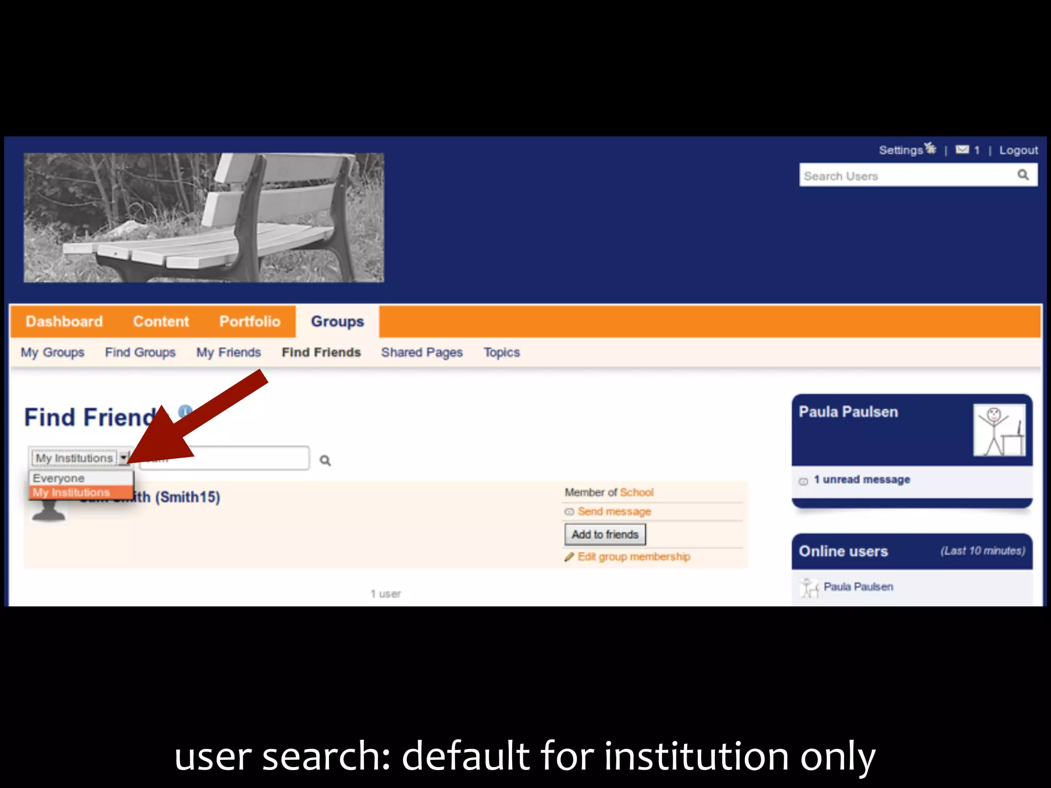 user	
  search:	
  default	
  for	
  institution	
  only
 