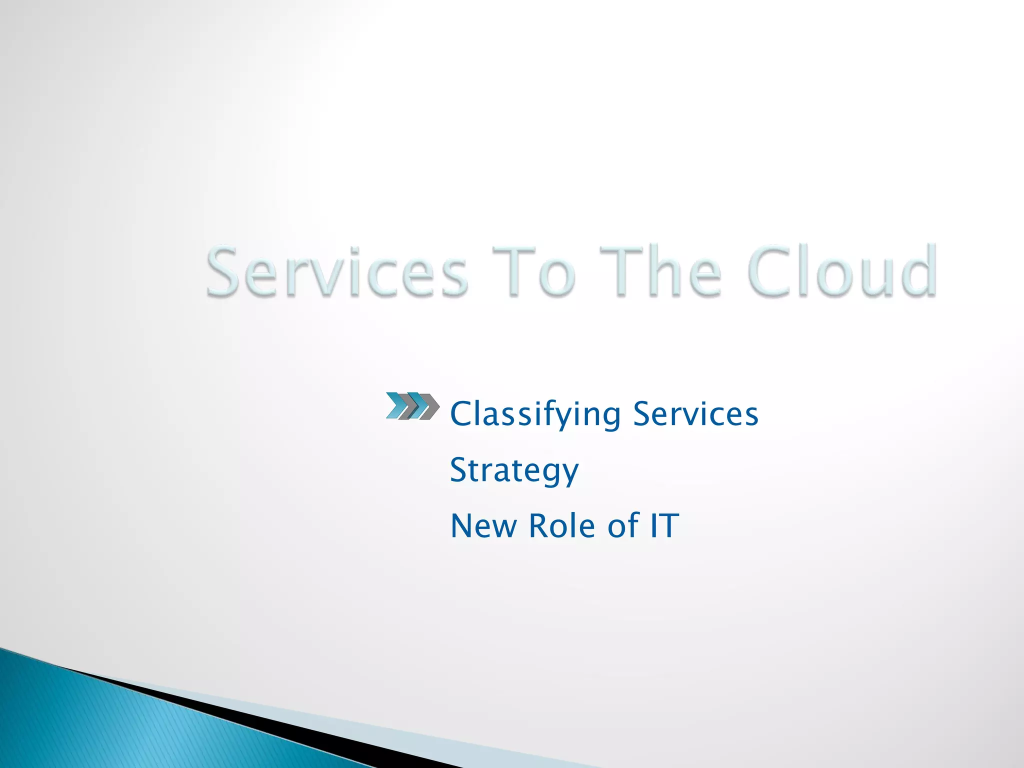 Classifying Services Strategy New Role of IT 