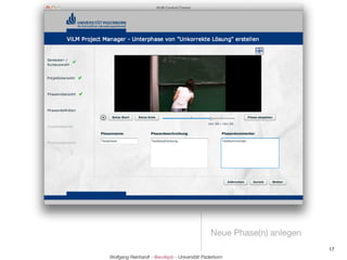 Neue Phase(n) anlegen
                                                                       17
Wolfgang Reinhardt - @wollepb - Universität Paderborn
 