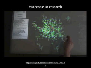 awareness in research




http://www.youtube.com/watch?v=Y6rU-TJOtTY
                    30
 