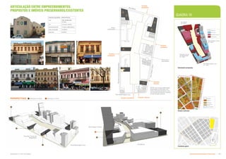 Rua Cásper Líbero
Rua Mauá
QUADRA 19
Contexto geral
Rua Gal. Couto de
Magalhães
Rua Washington Luís
PERSPECTIVAS


 7
+
 !
+



!


Edificação a manter
Edificação tombada
Áreas a renovar
0083.00
0156.00
0063.00
0344.00
0065.00
0066.00
0068.00
0069.00
0308.00
0071.00
0072.00
0073.00
0000.06
0076.00
0077.00
0160.00
0001.00
0000.04
0004.00
0085.00
0000.07
0010.00
0011.00
001
2.00
0000.03
0000.02
0017.00
0016.00
0015.00
0000.05
0343.00
0040.00
002
2.00
002
3.00
002
5.00
0033.00
0082.00
0037.00
0038.00
0039.00
0041.00
0042.00
0043.00
0044.00
0045.00
0046.00
0004.00
0003.00
0002.00
0001.00
0104.00
0014.00
01
03
.00
0012.00
0005.00
0000.01
002
4.00
0032.00
0031.00
0030.00
0029.00
0028.00
0027.00
0026.00
0075.00
0081.00
0080.00
0309.00
0345.00
0067.00
0013.00
0105.00
00
96
.00
0
00
03
.0
0
00
00
.0
1
01
00
.0
0
00
00
.0
1
0
00
02
10
01
.0
0
00
36
.0
0
00
98
.0
0
00
18
.0
0
00
19
.0
0
00
20
.0
0
00
94
.0
0
00
24
.0
0
00
25
.0
0
00
26
.0
0
00
31
.0
0
00
04
.0
0
00
08
.0
0
00
23
.0
0
00
99
.0
0
00
97
.0
0
10
01
.0
0
0005.00
1002.00
00
04
.0
0
00
32
.0
0
0
00
20
.0
0
00
51
.0
0
00
52
.0
0
00
18
.0
0
00
17
.0
0
00
45
.0
0
00
46
.0
0
00
37
.0
0
00
38
.0
0
00
05
.0
0
4
00
00
21
.0
0
00
71
.0
0
00
42
.0
0
00
22
.0
0
00
60
.0
0
00
19
.0
0
00
18
.0
0
00
33
.0
0
00
34
.0
0
00
35
.0
0
00
01
.0
0
00
37
.0
0
00
05
.0
0
00
06
.0
0
00
07
.0
0
00
09
.0
0
00
10
.0
0
00
11
.00
00
50
.0
0
00
51
.0
0
00
52
.0
0
05
3.
00
4.
00
.0
0
00
0
00
17
.0
0
00
16
.0
0
00
15
.0
0
00
14
.0
0
00
00
.0
2
00
12
.0
0
00
11
.0
0
00
41
.0
0
00
08
.0
0
00
41
.0
0
00
97
.0
0
00
01
.0
0
00
00
.0
1
00
03
.0
0
00
09
.0
0
00
10
.0
0
00
11
.00
01
02
.0
0
01
03
.0
0
01
04
.0
0
01
05
.0
0
01
06
.0
0
01
07
.0
0
00
14
.0
0
00
15
.0
0
00
16
.0
0
00
17
.0
0
00
18
.0
0
00
19
.0
0
00
20
.0
0
00
21
.0
0
00
29
.0
0
01
01
.0
0
00
99
.0
0
00
28
.0
0
00
15
.0
0
00
16
.0
0
00
17
.0
0
00
22
.0
0
00
00
.0
1
00
10
.0
0
00
11
.0
0
00
12
.0
0
00
13
.0
0
00
14
.0
0
00
27
.0
0
1001.00
57
.0
0
0
00
49
.0
0
00
50
.0
0
00
18
.0
0
00
19
.0
0
00
20
.0
0
00
21
.0
0
00
23
.0
0
00
58
.0
0
05
9.
00
0.
00
00
00
51
.0
0
00
52
.0
0
00
56
.0
0
00
24
.0
0
00
25
.0
0
00
26
.0
0
00
28
.00
00
31
.0
0
00
01
.0
0
00
02
.0
0
02
40
.0
0
00
05
.0
0
00
06
.0
0
00
07
.0
0
00
06
.0
0
00
05
.0
0
00
04
.0
0
00
00
.0
1
00
00
.0
1
00
30
.0
0
0
00
34
.0
0
00
59
.0
0
00
31
.0
0
00
00
.0
3
sório
R
d
o
s
P
ro
te
s
ta
n
te
s
R
d
o
T
ri
u
n
fo
R
Gen
Couto
De
Magalhães
R Washington Luís
Av
Cá
sp
er
Lib
ero
!
(
26
!
(
19
!
(
83
!
(
84
!
(
69
!
(
2
!
(
90
!
(
75
!
(
77
!
(
76
!
(
68
Rua Gal. Couto
de Magalhães
G= 30m
Rua Cásper Líbero
G= 60m
Rua Mauá
G= 30m
Rua Washington Luís
G= 30m
Volumetria proposta
ARTICULAÇÃO ENTRE EMPREENDIMENTOS
PROPOSTOS E IMÓVEIS PRESERVADOS/EXISTENTES
(
J
DADOS QUADRA - (PROPOSTA)
uso não residencial
(n.res)
CA 2.5 n.res / 6,0 res
estacionamento 3 níveis subterrâneos
área construida 55.493m2
área livre 6.870m2




!
7
+
Nova
edificação
Área livre +
permeável
Rua Mauá
R
u
a
C
á
sp
e
r
L
íb
e
ro
Rua Washington Luís
Rua
Gal.
Couto
de
Magalhães
Serviços
Entretenimento
Comercial
Gabarito
G
Acesso
pedestre
Acesso
pedestre
Acesso
veículo
Acesso veículo
Acesso pedestre
Acesso
pedestre
Intervenção
Parcial
Renovar
Quadra
Manter
Uso Público
NOTA: As novas edificações
propostas conformam um
único empreendimento com
os imóveis tombados sujeitos
à intervenção parcial.
Subproduto 5.1: PUE Consolidado Desenvolvimento Urbano: Preservação  ++
 